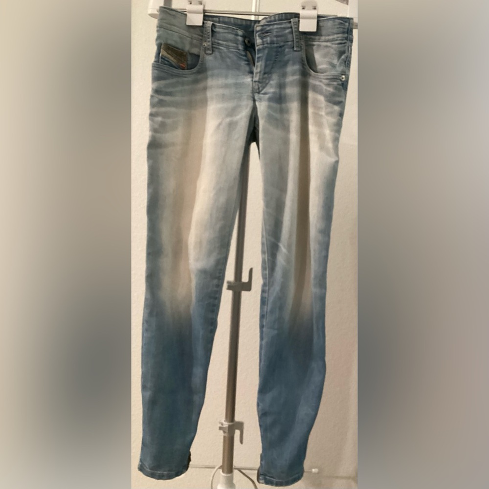 Diesel Blue and White Straight Leg Jeans